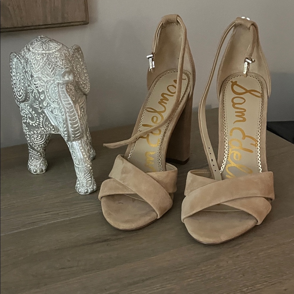 Sam Edelman Beige Block Heel Sandals